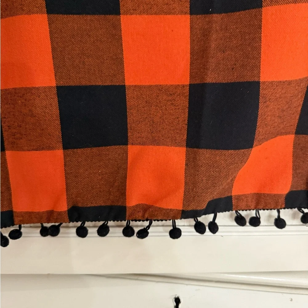 2-Pillow covers w/fringe black and orange plaid 19